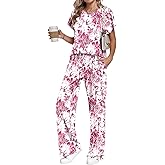 AUSELILY Women's Batwing Short Sleeve Two Piece Sets Summer Crew Neck Wide Leg Pants Matching Sets Women Clothing 2026