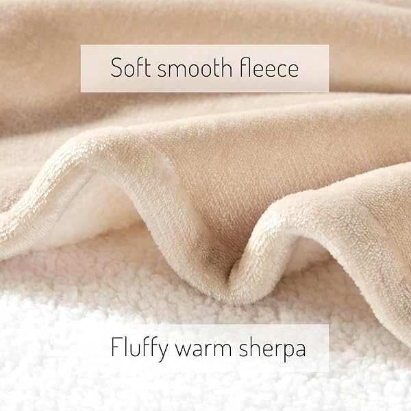 DEGREES OF COMFORT ORIGINAL SHERPA WEARABLE BLANKET HOODIE, OVERSIZED HOODED SWEATSHIRT BLANKETS, ONE BIG SIZE FITS ALL, 38X32 SAND