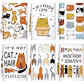 TecUnite 6 Pcs Cat Kitchen Towels Set Funny Cat Tea Towels Cute Dish Towel Decorative Hand Towel Cats Lover Gifts for Cleaning Drying Wiping Tasks Cats Owners Women Mom Housewarming Gifts Decor