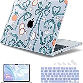 May Chen Compatible with M4 MacBook Air 15 Inch Case 2025 2024 2023 A3241 A3114 A2941 M3 M2 with Liquid Retina Display & Touch ID, Protective Plastic Hard Shell Cover - Flower & Bows