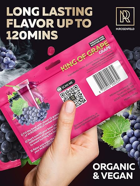 KING OF GRAPE SHISHA HOOKAH FLAVORS – 3.5 OZ (100G) TOBACCO FREE & NICOTINE FREE SHISHA – PREMIUM NON-TOBACCO HOOKAH FLAVORS – LONG-LASTING & RICH SMOKE