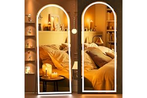 Hasipu 79" x 31" Led Mirror Full Length, Full Length Mirror with Lights Arch Design, Full Length led Mirror,Tempered Glass,Shatter-Proof, Dimming & 3 Color Modes for Bedroom Cloakroom-UL