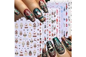 STZPRONAIL Christmas Nail Art Stickers Decals 16PCS 3D Self-Adhesive New Year Sticker for Nail Art Santa Claus Tree Elk Snowman Gonks Red Designs DIY Xmas Winter Decor Nail Art Supplies for Women Girls