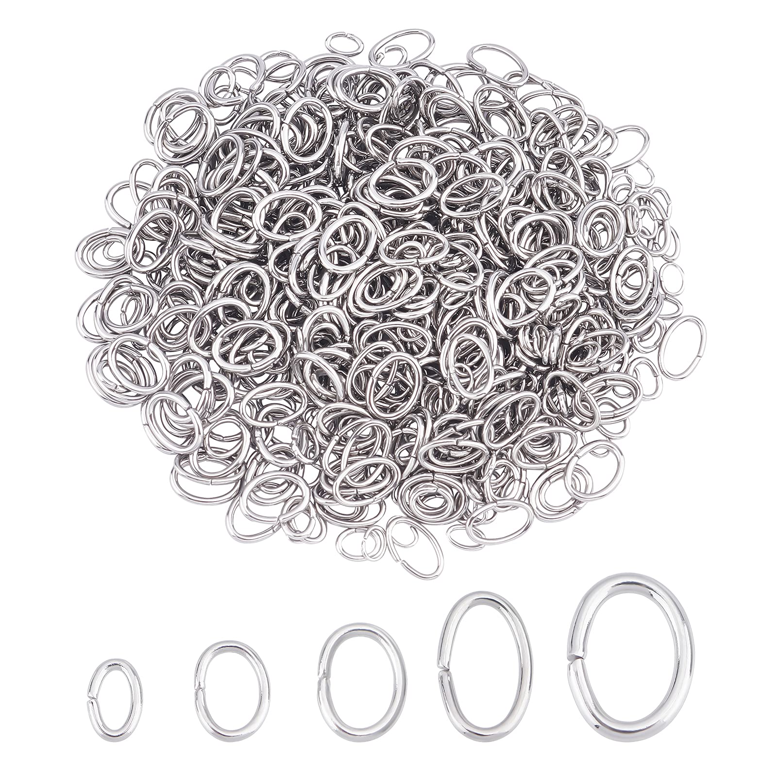 UNICRAFTALE About 1000pcs 5 Sizes Oval Jump Rings Stainless Steel Close but Unsoldered Jump Rings Connectors Jewelry Ring for Chainmail Jewelry Bracelet Necklace Making 6/5/4/3/2.5mm