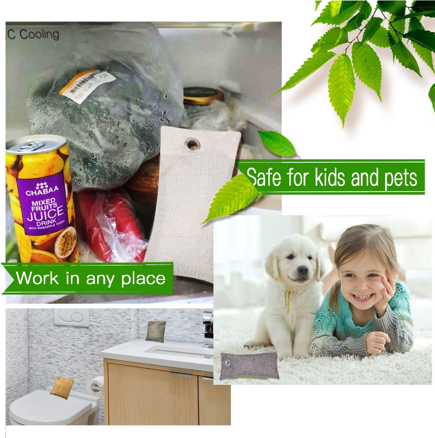 wyewye Activated Bamboo Charcoal Bags for Car Closet Shoe Home Basement 15Packs×100g by wyewye: Kitchen & Dining