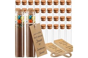 Pickmesh 50 Set Personalized Christmas Hot Chocolate Favors for Guest 25 ml Empty Glass Hot Chocolate Test Tubes with Tag Cork Stopper and Rope for Holiday Christmas Party Supplies Stocking Filler