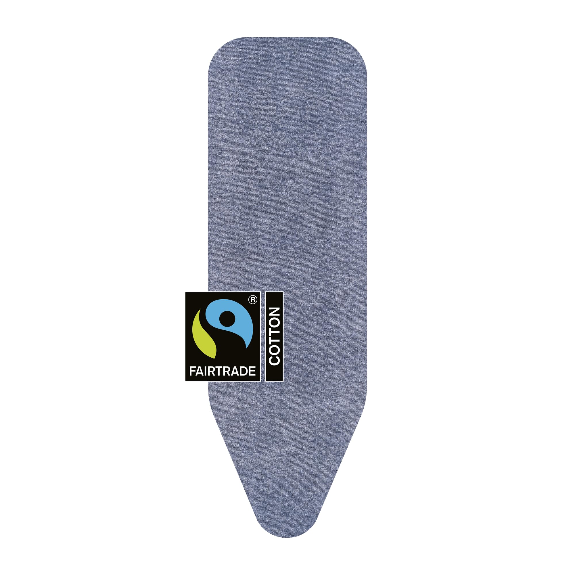 Brabantia Ironing Board Cover B 124x38 cm – Denim Blue | 100% Cotton Top Layer with 8mm Foam Padding for Size B Ironing Boards | Durable, Washable, and Easy to Install