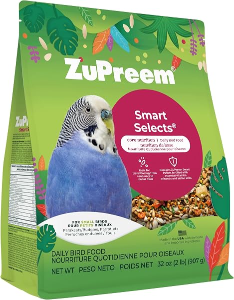 ZuPreem Smart Selects Parakeet & Budgie Food, Seed Blend, Small, 2 lb | Bird Food, Parrot & Parakeet Food, Budgie, Pellet Mix