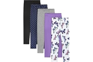 Resinta 5 Packs Toddler and Baby Girls Leggings Pants Full Length Cotton Basic Leggings Stretchy Soft Leggings Tights Pants