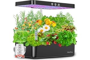 Herb Garden Hydroponics Growing System - HidroPony 12 Pods Indoor Gardening System with LED Grow Light, Plants Germination Kit, Auto Timer, Ideal Gardening Gifts for Women