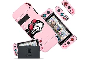 Oqplog Skeleton Case for Nintendo Switch Cool Skull Fun Character Fashion Scratch Resistant Cases Hard Shell Cover for Girls Kids Boys Men for Switch,Pk Skull
