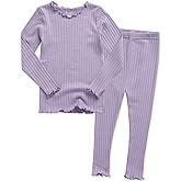 VAENAIT BABY 6M-12Y Infant Kids Toddler Junior Girls Soft Comfy Modal Tencel Shirring Sleepwear Pajamas 2pcs Set