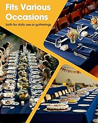 Niuara Navy Blue Fabric Rectangle Table Cloth - 6