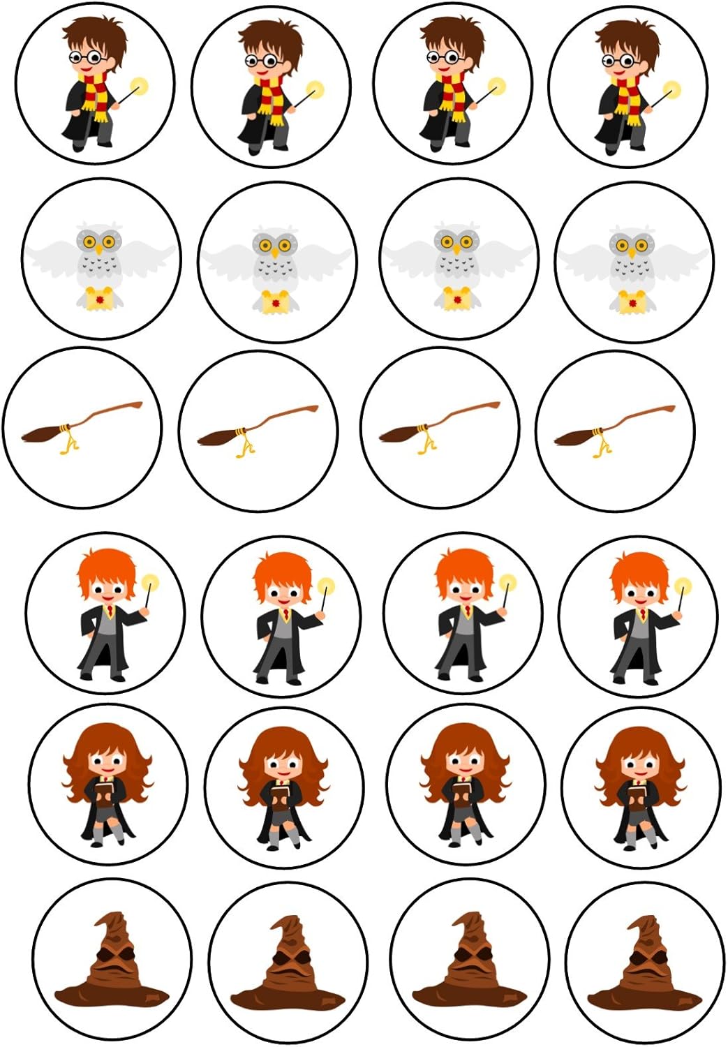 24 Cake Toppers 4cm On Icing Cartoon Harry Potter Amazon.co.uk