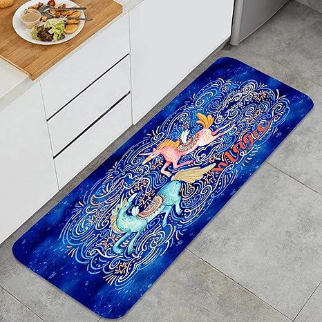 YANAIX Alfombra Cocina,Acuarela par de Unicornios voladores rodeados de
