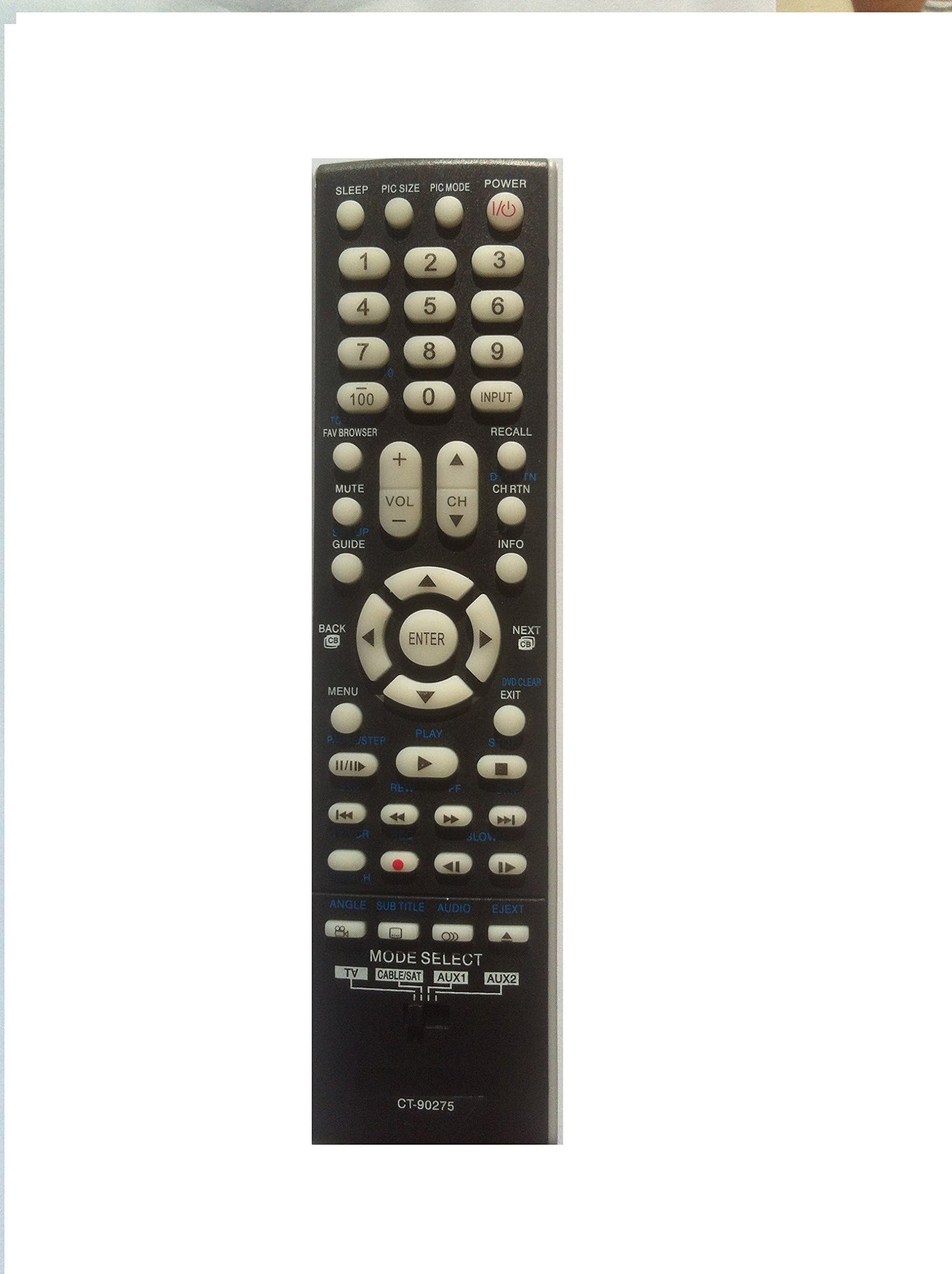 New Toshiba CT-90275 CT 90275 CT90275 Remote for 19AV500, 19AV500U, 19AV501, 19AV501U, 19AV51U, 26AV500, 26AV500U, 26AV50U, 26HL47, 26HL67, 26LV47, 26LV67, 32AV50, 32AV500, 32AV500U, 32AV50U, 32HL17, 32HL17U, 32HL37, 32HL37U, 32HL67, 32HL67U, 32HL67US, 32LV17, 32LV17U, 32LV37, 32LV37U, 32LV67, 32LV67U, 37AV5, 37AV50, 37AV500, 37AV500E, 37av500u, 37AV50U, 37HL17, 37HL67, 37HL67S, 42AV500, 42AV500U, 42HL117, 42HL17, 42HL67, 42HL67U, 42HL67US, 42LZ196, 47LZ196, 50HM67, 57HM117, 57HM167, 65HM117, 65HM167, TVD2910, 26LV47/DVD, 26LV47/TV---USA Seller, Quick shipping!