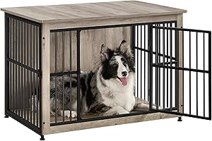 Feandrea Dog Crate Furniture, Side End Table, Modern Kennel for Dogs Indoor up to 70 lb, Heavy-Duty Dog Cage with Enclosed Ba