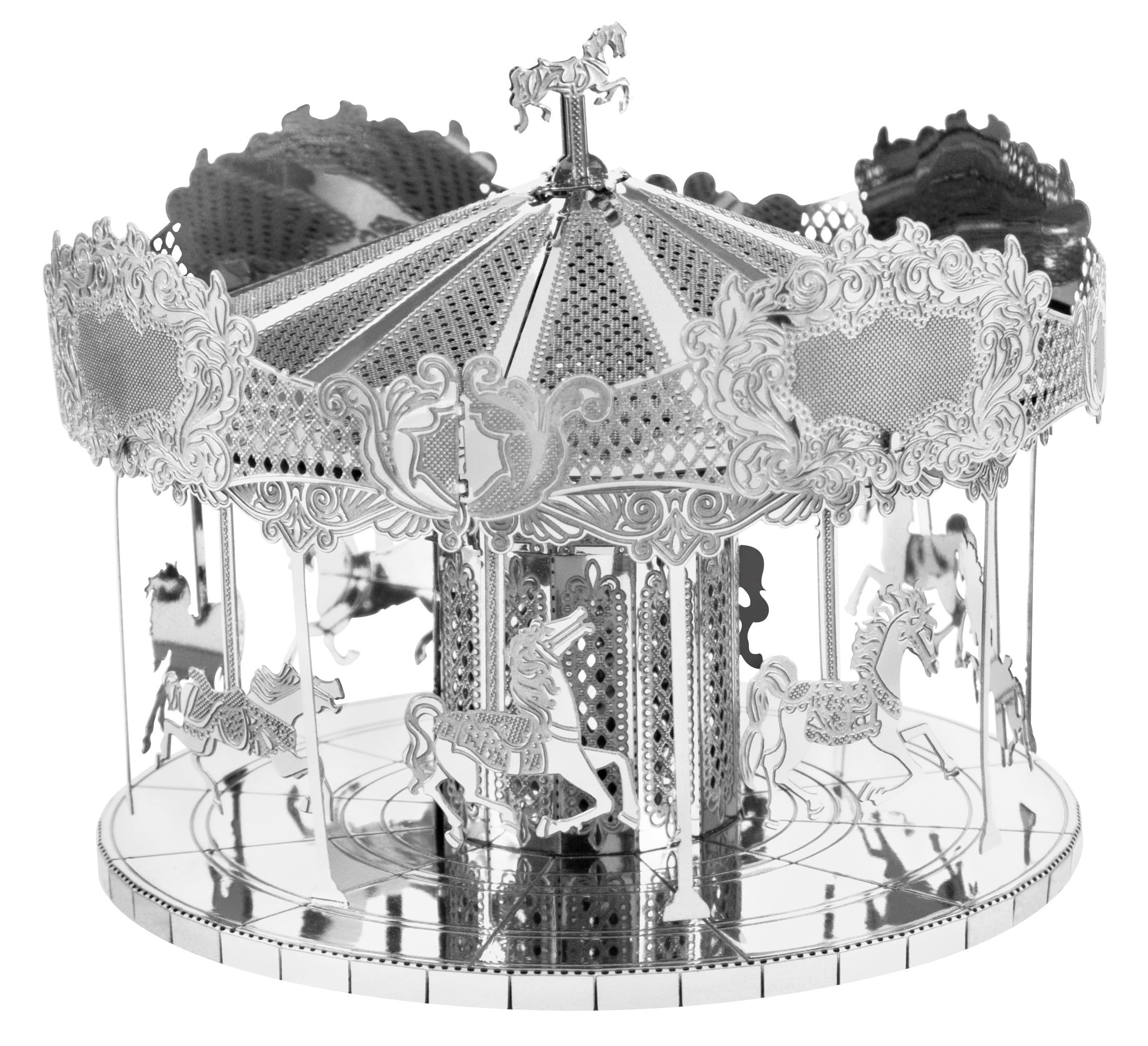 Metal Earth Merry Go Round 3D Miniature Carousel Laser Cut Model Kit 2 Sheets