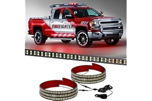AMEXMART 2PCS 70 Inch Running Board Lights, 864 LED Emergency Strobe Lights Strip Safety Flashing Warning Police Cop Side Marker Lights for Law Enforcement Vehicles Trucks Pickups (Red-White)