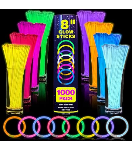 Bâtons Fluorescents Lumineux - Lot De 25, 20,3 Cm, Avec Connecteurs, Pour Fêtes, Halloween, Festivals