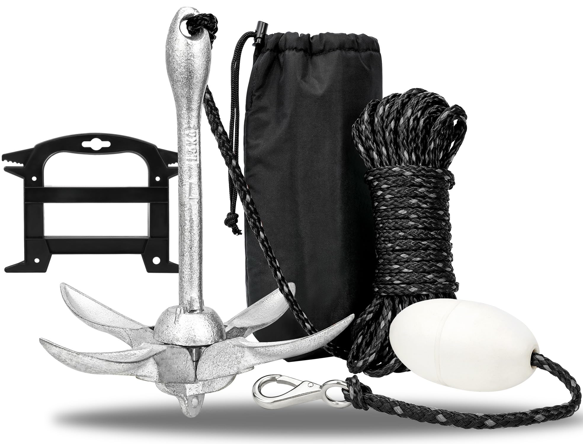 Photo 1 of Young Marine Grapnel Anchor Kit for Small Boats, Kayaks, PWC, Jet Ski, Paddle Boards, etc. - 3.5 lbs (Galvanized-Silver)