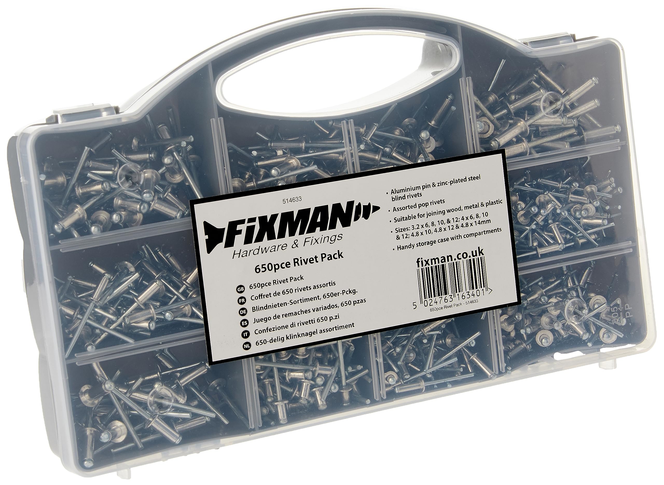 Fixman 514633 Rivets Pack 650pce
