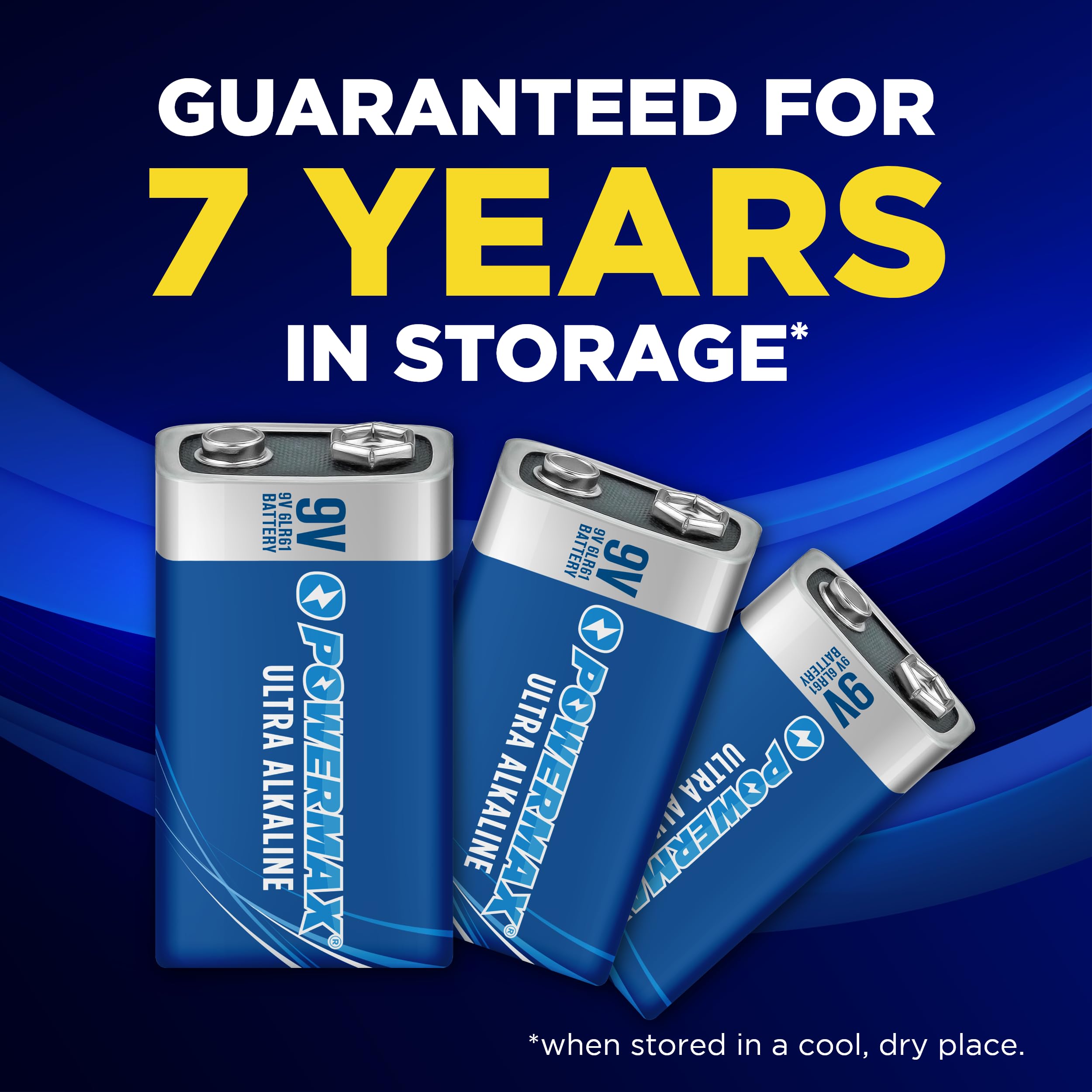 Powermax 8-Count 9V Batteries, Ultra Long Lasting Alkaline Battery for Home and Office, 7-Year Shelf Life, Reclosable Packaging