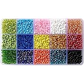 BALABEAD 6/0 Glass Seed Beads About 3500 pcs in Box 15 Colors Size 4mm Craft Seed Beads for Making Bracelet Necklace Earring Jewelry