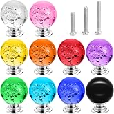IEIK 10 PCS Colorful Cabinet Knobs Round Glass Bubbles Knobs 30mm Smooth Drawer Pulls Handle for Home, Cabinet, Drawer and Dresser with 3 Different Size Screws