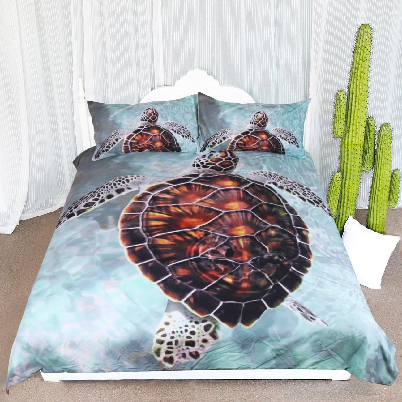 ARIGHTEX Sea Turtle Bedding Honu Turtle Wave Duvet Cover