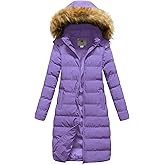 CREATMO US Women's Long Winter Faux Fur Coat Puffer Warm Jacket with Detachable Hood