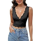 Lace Crop Tank Tops for Women, Sexy V Neck Tank Top for Women, Sleeveless Double Lined Going Out, Lace Crop Tops Summer