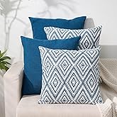 HPUK Decorative Throw Pillow Covers Set of 4 Couch Pillows Linen Cushion Cover for Couch Sofa Living Room, 18"x18" inches, Navy Blue