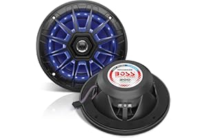 BOSS Audio Systems MRGB65B 200 Watt (Per Pair), 6.5 Inch, Full Range, 2 Way Marine Speakers, (Sold In Pairs) Multi Color LED 
