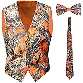 GSQWAHS Vest For Men Camo Vest For Wedding Grooms Men's Hunting Sleeveless Camouflage Vest
