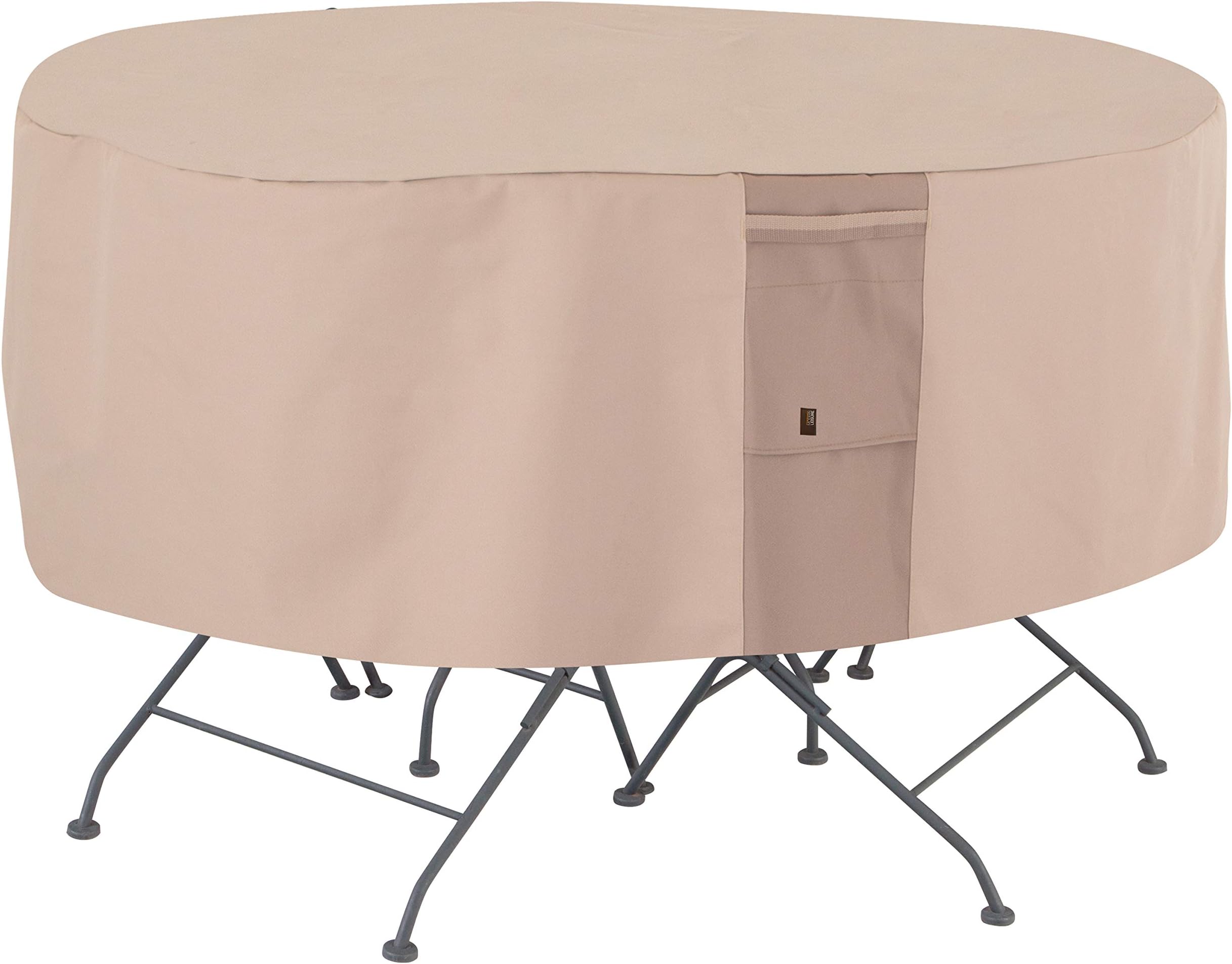 MODERN LEISURE2911 Monterey Patio Table & Chairs Outdoor Furniture Cover (Round: 94 D x 23 H) Water-Resistant, Beige