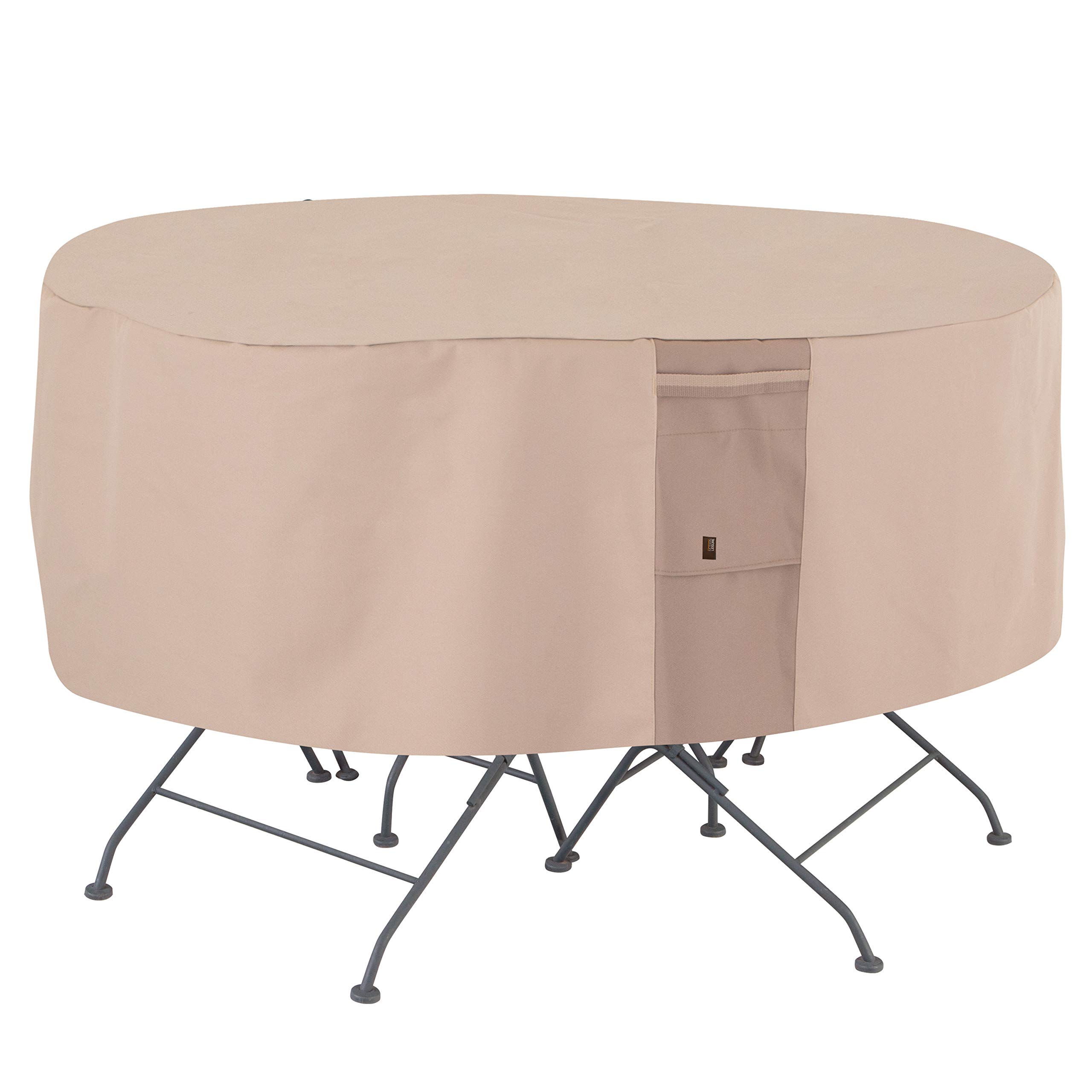 Modern Leisure 2911 Monterey Patio Table & Chairs Outdoor Furniture Cover (Round: 94 D x 23 H) Water-Resistant, Beige Image
