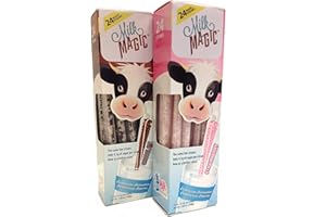 HOSHIKAWA Strawberry & Chocolate Magic Milk Fun Straws 24 Each (2pk)