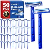 CXYARY 50 Pcs Disposable Razors With Lubricating Strip, 2 Blade Razors | Disposable Razors Bulk with Clear Safety Cap for Men Women, Multipurpose Portable Shave Razor for Bathing Hotel Travel, Blue