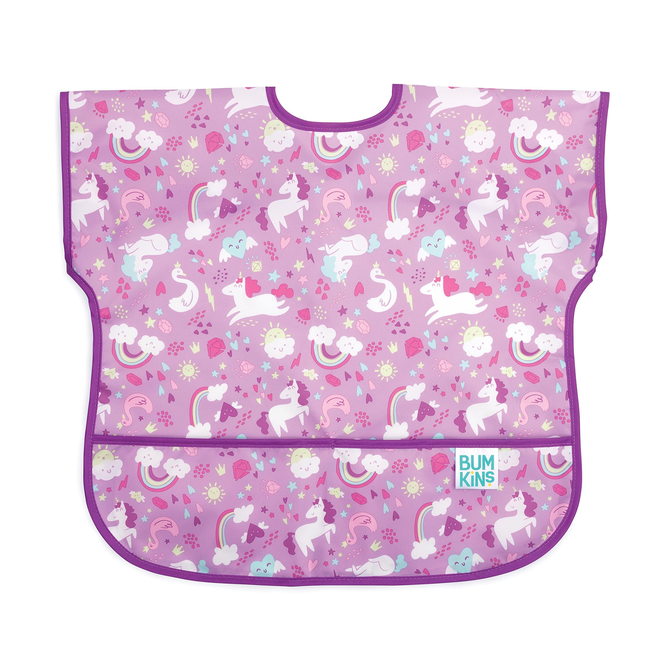 Bumkins Junior Bib, Adjustable Hook & Loop Closure, Catch-All Pocket, Baby-Led Weaning, Waterproof, Machine Washable, Stain & Odour Resistant, BPA Free, 1-3 Years, Unicorn Design — image 1