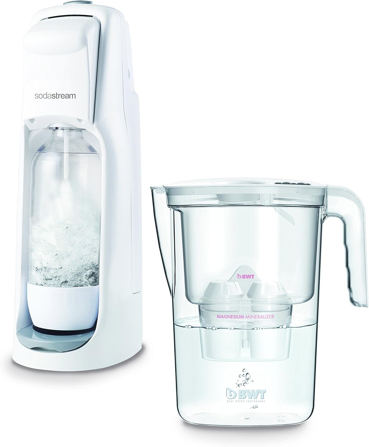 Sodastream Jet Magnesium Gasatore d'Acqua con BWT Caraffa Filtrante