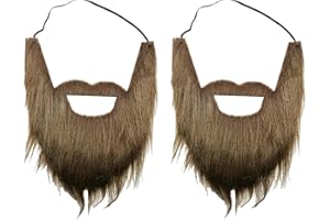 VIGUEUR 2PCS Mustaches Self Adhesive Fake Beard, Costume Party Accessory for Adults, Brown, Brown, One Size