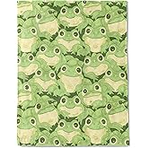 ainori Cute Frog Flannel Blanket - Lightweight Soft Cozy Unique Gifts Blankets for Kids,Adult,Women,Playful Green Throw,Animal Lovers,Home Room Modern Whimsical Decor 50x60in