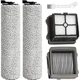 Roller Brush Replacement &amp; Filters for Tineco iFloor 3/Floor One S3, 2 Each | Soft, fluffy, washable &amp; reusable; self-cleaning on wood, rugs, tile, marble, laminate &amp; linoleum; includes cleaning brush.
