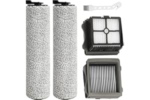 MXZONE Ifloor3 Roller Brush Replacement for Tineco iFloor 3 and Floor One S3 Cordless Wet Dry Vacuum Cleaner, 2 Brush Roller, 2 HEPA Filters