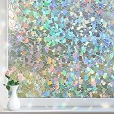DOWELL Stained Glass Window Privacy Film, Decorative Rainbow Glass Film | Privacy Shield, Home Decor, UV Block Heat Control,