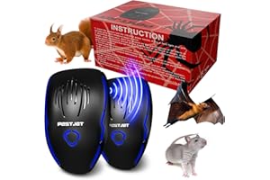 PESTJET New 2023 Ultrasonic Pest Repeller Plug in - 2 Pack – Outdoor/Indoor Electronic Pest Repellent - Get Rid of Rat Bat Mouse Squirrel Bug Bee Ant Spider Wasp Cockroach Fly Mosquito Rodent Termite Roach