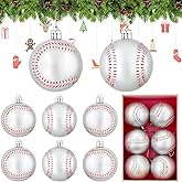 Zhanmai Christmas Baseball Softball Ornaments 2.4 Inch Plastic Large Hanging Baseball for Tree Decorations Classic Sport Theme Novelty Decorative Gift for Holiday Party Supplies