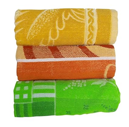 RBK Multicolour Printed Cotton Large Bath Towels (Pack Of 3)