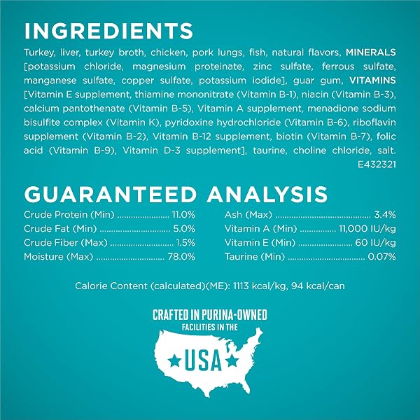 PURINA ONE NATURAL, HIGH PROTEIN, GRAIN FREE WET CAT FOOD PATE, TURKEY RECIPE – (PACK OF 24) 3 OZ. PULL-TOP CANS